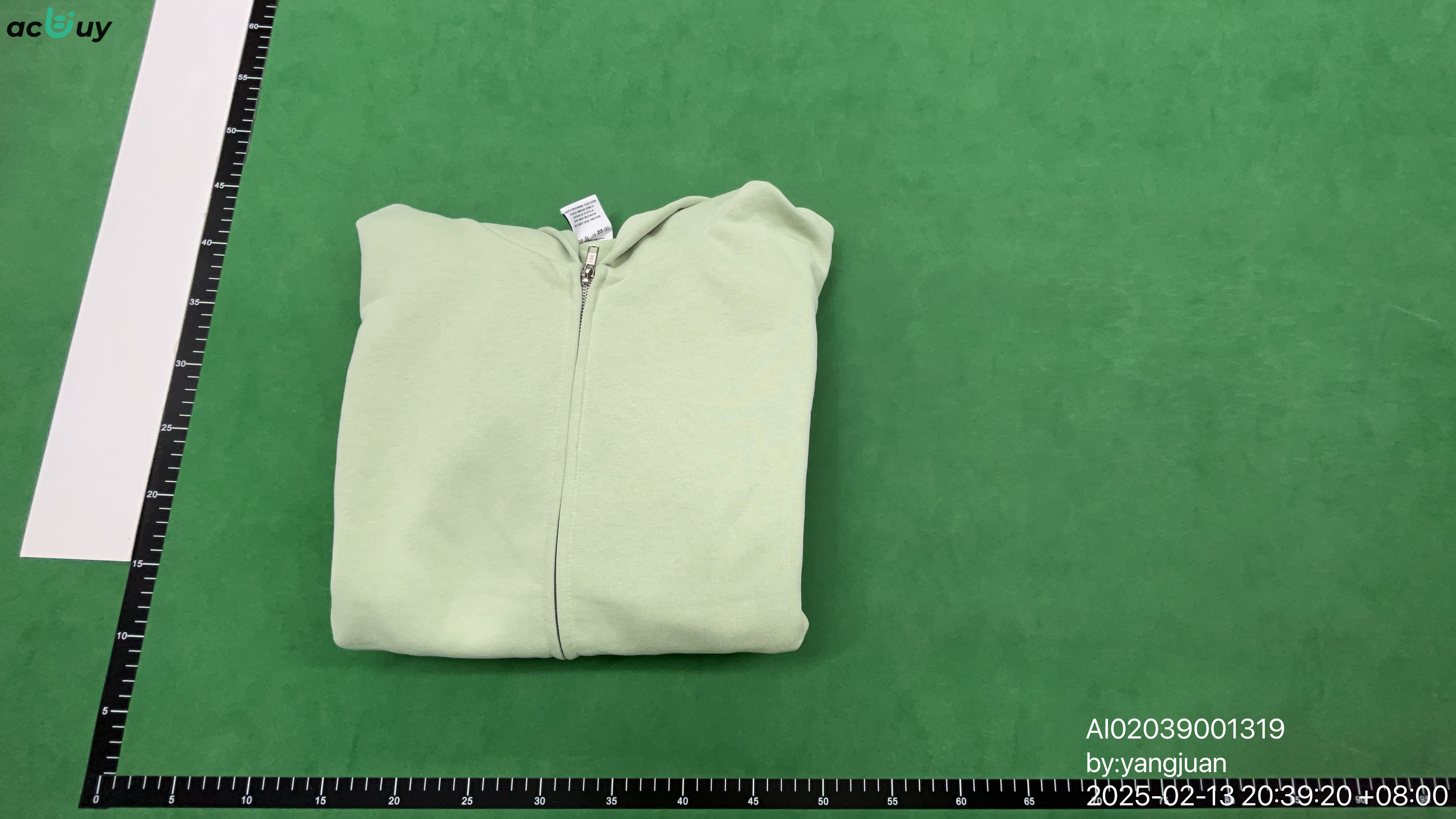 QC Photo - Akimbo Light Green Zip-Up Hoodie