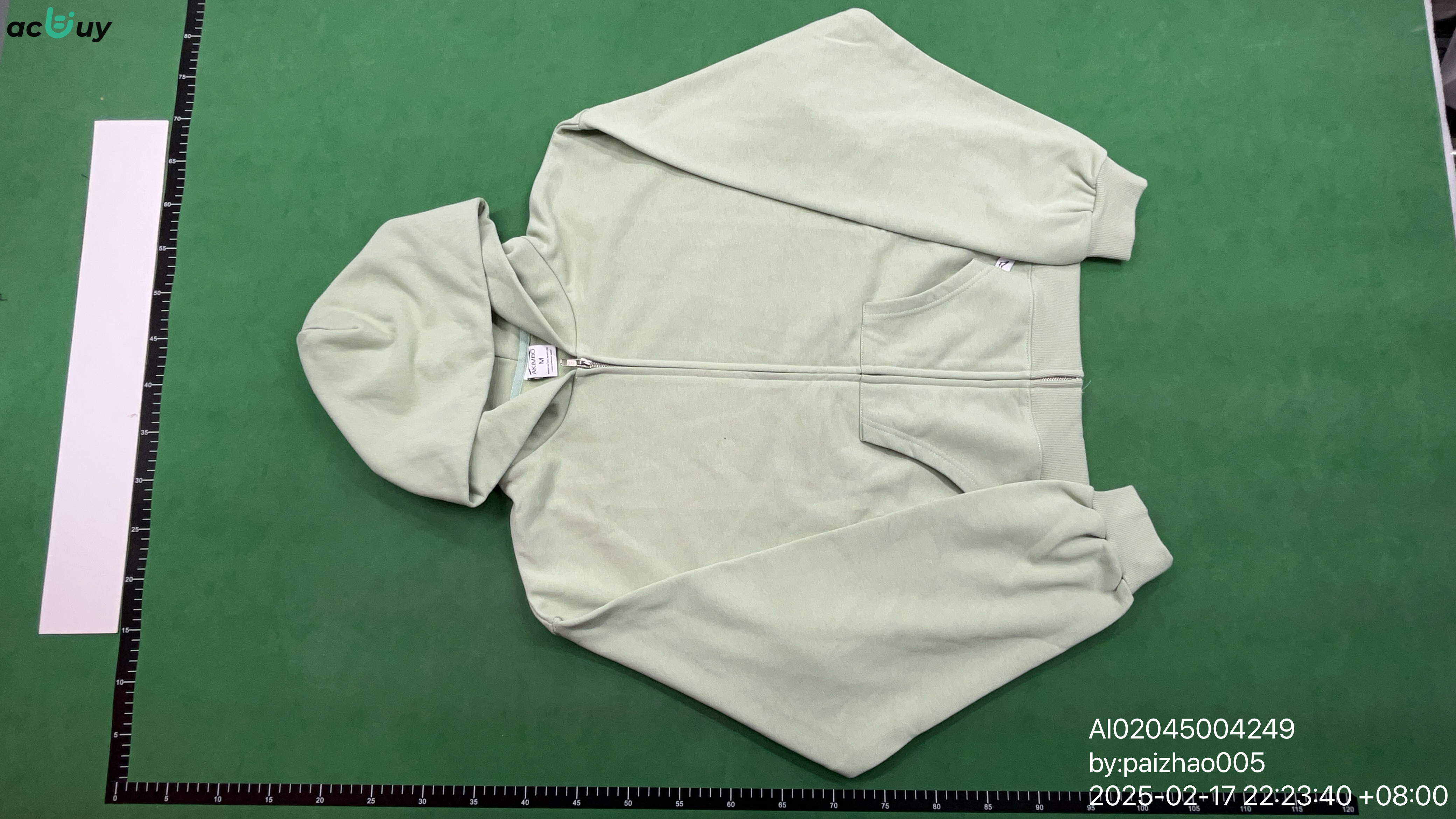 QC Photo - Akimbo Light Green Zip-Up Hoodie
