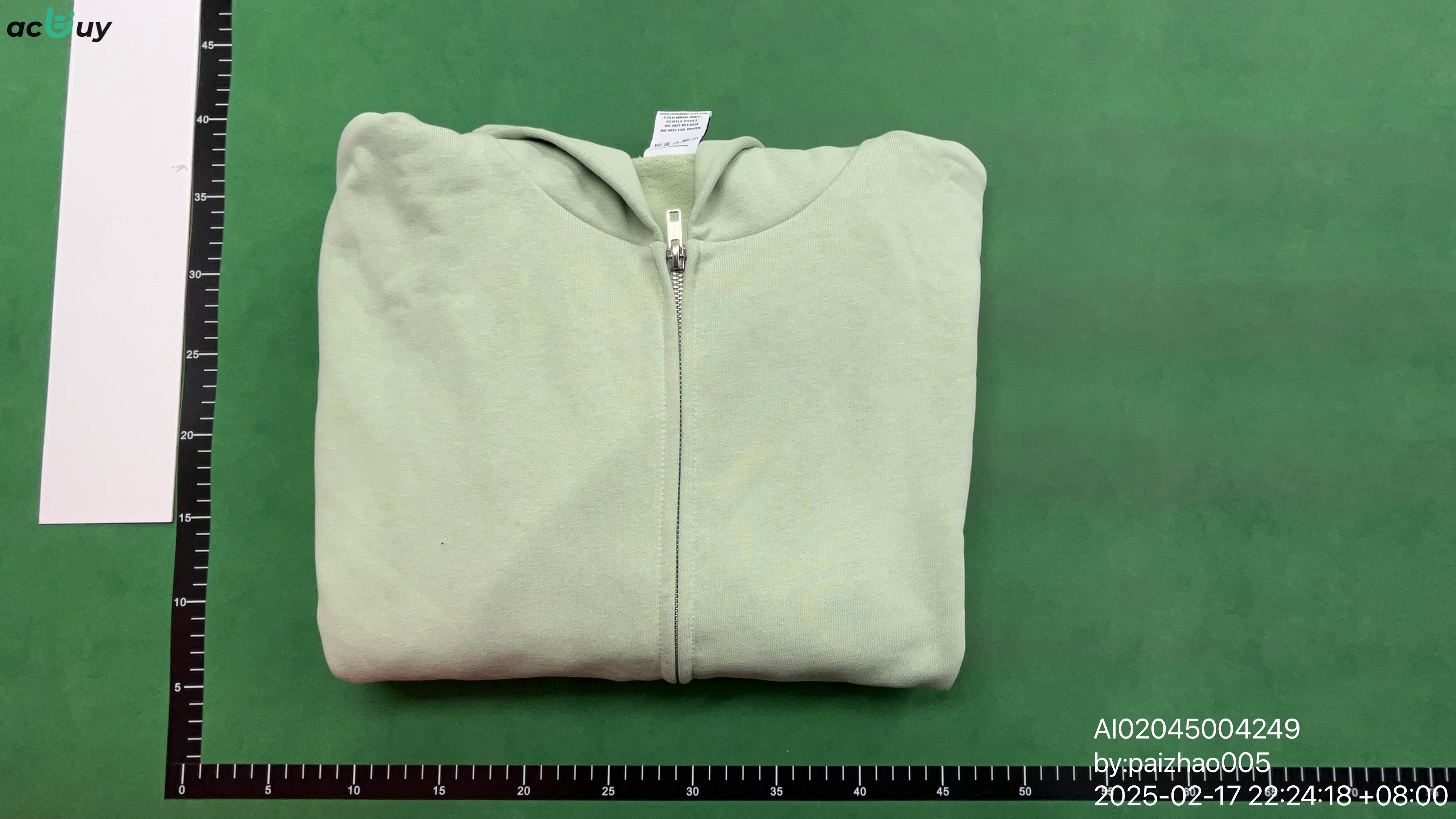 QC Photo - Akimbo Light Green Zip-Up Hoodie