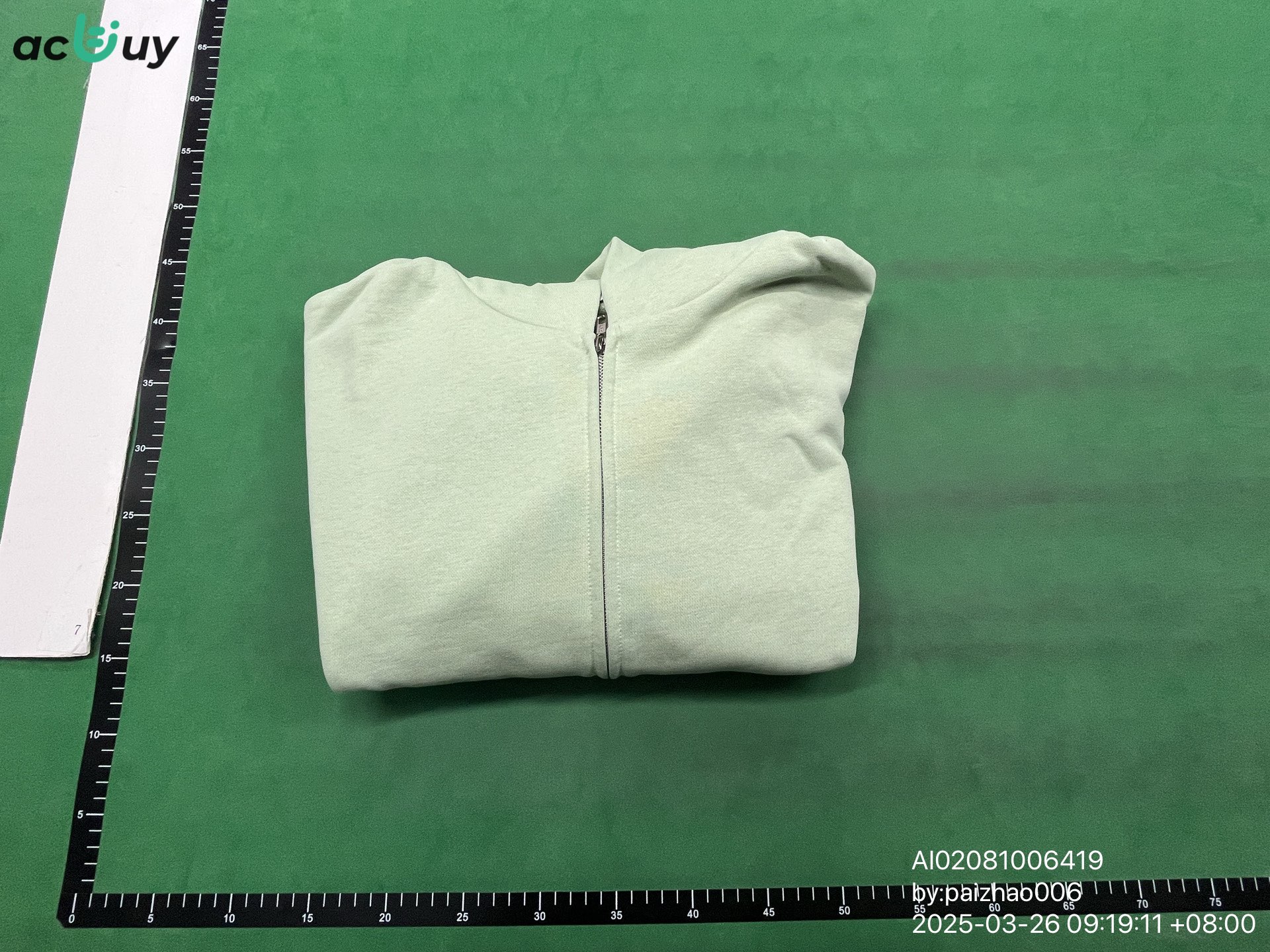 QC Photo - Akimbo Light Green Zip-Up Hoodie